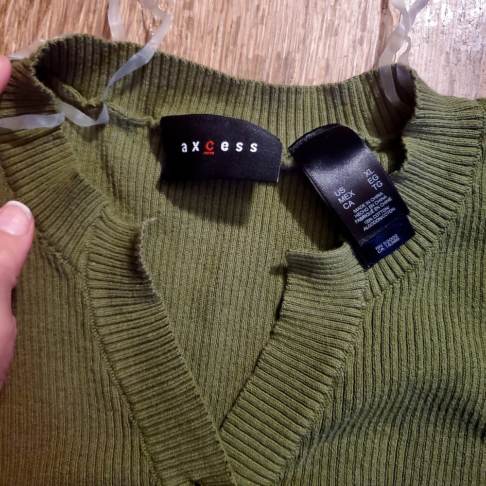 Axcess Forest Green Ribbed Knit Top - Picture 3 of 5